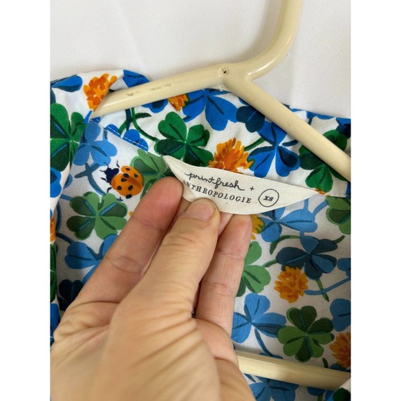 Print Fresh Anthropologie Clover Ladybug Pajama Set Women XS Drawstring Pants - Picture 3 of 10